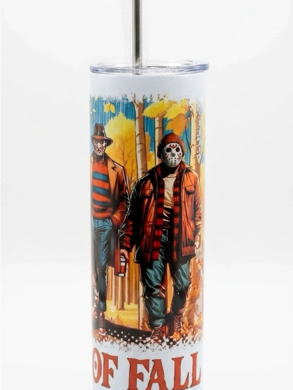 Horror Characters Fall Scene Stainless Tumbler -The Boys of Fall, NEW!